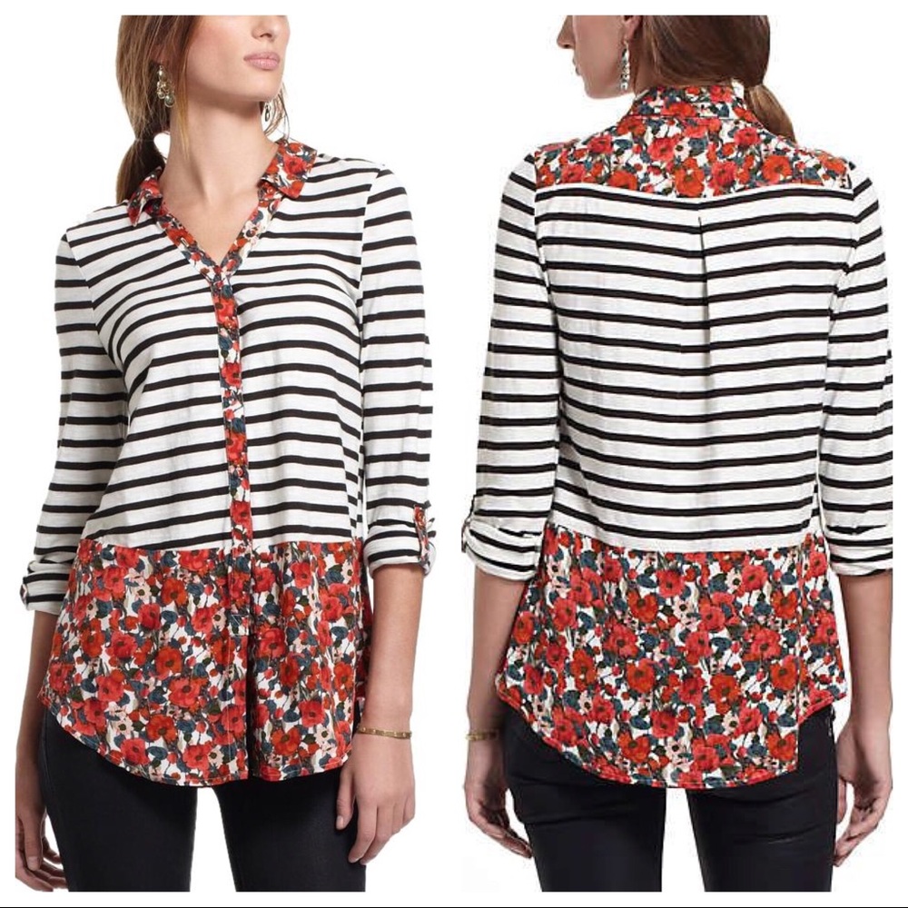 Anthropologie Woven Borders Buttondown
